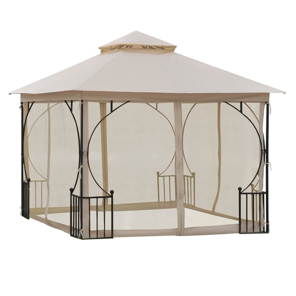 Outsunny 10'x10' Patio Gazebo, Outdoor Garden Canopy for Events Party