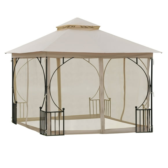 Outsunny 10'x10' Patio Gazebo, Outdoor Garden Canopy for Events Party