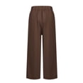 thumbnail image 5 of Resicozy Cotton Linen Pants Women Summer Dressy Casual Straight Leg Capri Pant Elastic Waist Beach Trousers with Pockets Brown XL, 5 of 6