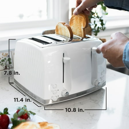 Black+Decker - Honeycomb Collection 4-Slice Toaster - white