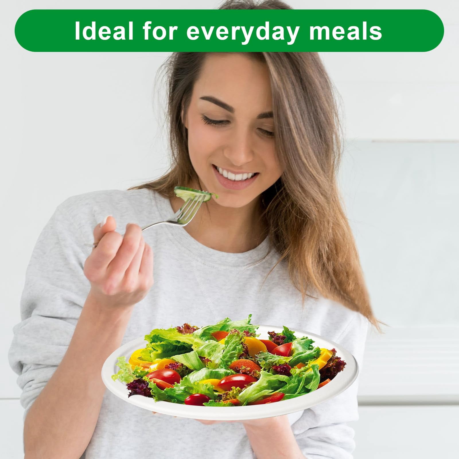 500 Pack 10" x 12.5" Inch Paper Plates, 100% Compostable Paper Plates, Eco-Friendly Heavy Duty Disposable Plates for Picnics, Dinner, Birthday Party, Camping, BBQ