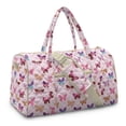 thumbnail image 2 of Garronmavis Pink Butterfly Print Large Quilted Duffle Bag for Women, Weekender Travel Bag Carry On Overnight Bag, Lightweight Gym Dance Tote with Zipper Pockets, 2 of 7