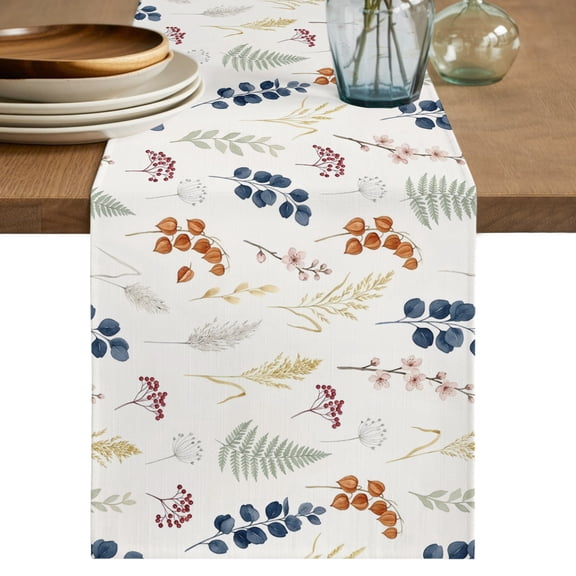 Table Runners 70 Inches Long Dress Scarves, Spring Floral Farmhouse Coffee/Dining/Kitchen Table Decor, Holiday Table Runner, Berry Farmhouse Flowers Elegant 13x70 Inch