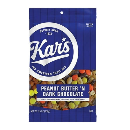 Kar’s Nuts Peanut Butter ‘N Dark Chocolate Trail Mix – 5.5 oz Snack Mix, Pack of 12 - Gluten-Free Snack Mix
