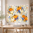 thumbnail image 5 of Watercolor Pumpkins and Blue Blossoms on Ivory Background, Cheerful Rustic for Autumn Lovers, Seasonal Pumpkin Art Thanksgiving Gift Tapestry Wall Hanging for Living Room and Bedroom, 5 of 7
