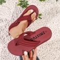 thumbnail image 2 of ZQUUVOU Women's Summer Flip Flops Flat Toe Post Comfortable Thong Sandals Beach Casual Slip On House Sandals Burgundy, 2 of 8