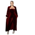 thumbnail image 7 of Women's Velvet 2-Piece Outfit Off-Shoulder Tube Top & Long Sleeve Cardigan Set Bodycon Party Dress, 7 of 7