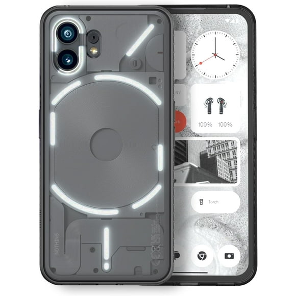 TUDIA for Nothing Phone 2, [Lucion] Transparent Hard back TPU Bumper Case Cover (Black)