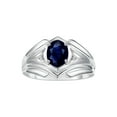 thumbnail image 1 of RYLOS Men's Rings Sterling Silver Rings Classic Designer Style 9X7MM Oval Gemstone &  Diamond Ring Sapphire September Birthstone Rings For Men Size 8, 1 of 7
