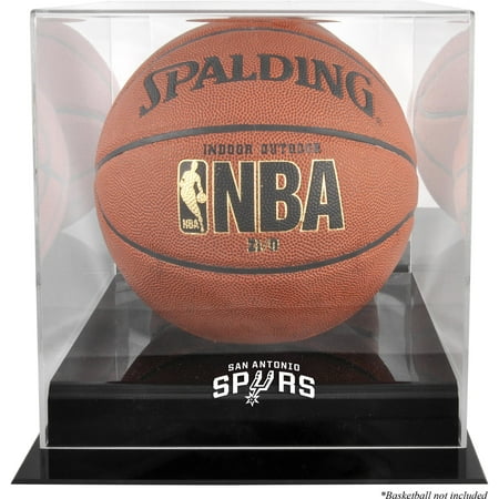 San Antonio Spurs Black Base Team Logo Basketball Display Case with Mirrored Back