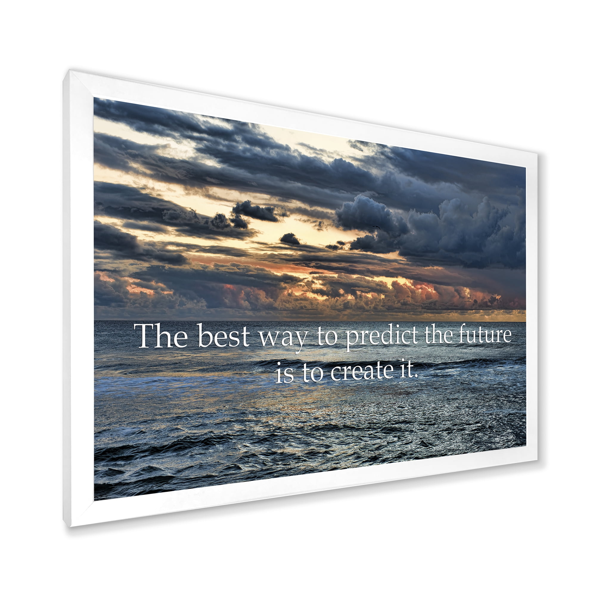 Designart 'The Best Way To Predict The Future Is To Create It Blue Ocean' Nautical & Coastal Framed Art Print