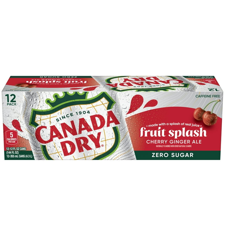 Genius Canada Dry Zero Sugar Cherry Ginger Ale Soda, 12 fl oz Cans