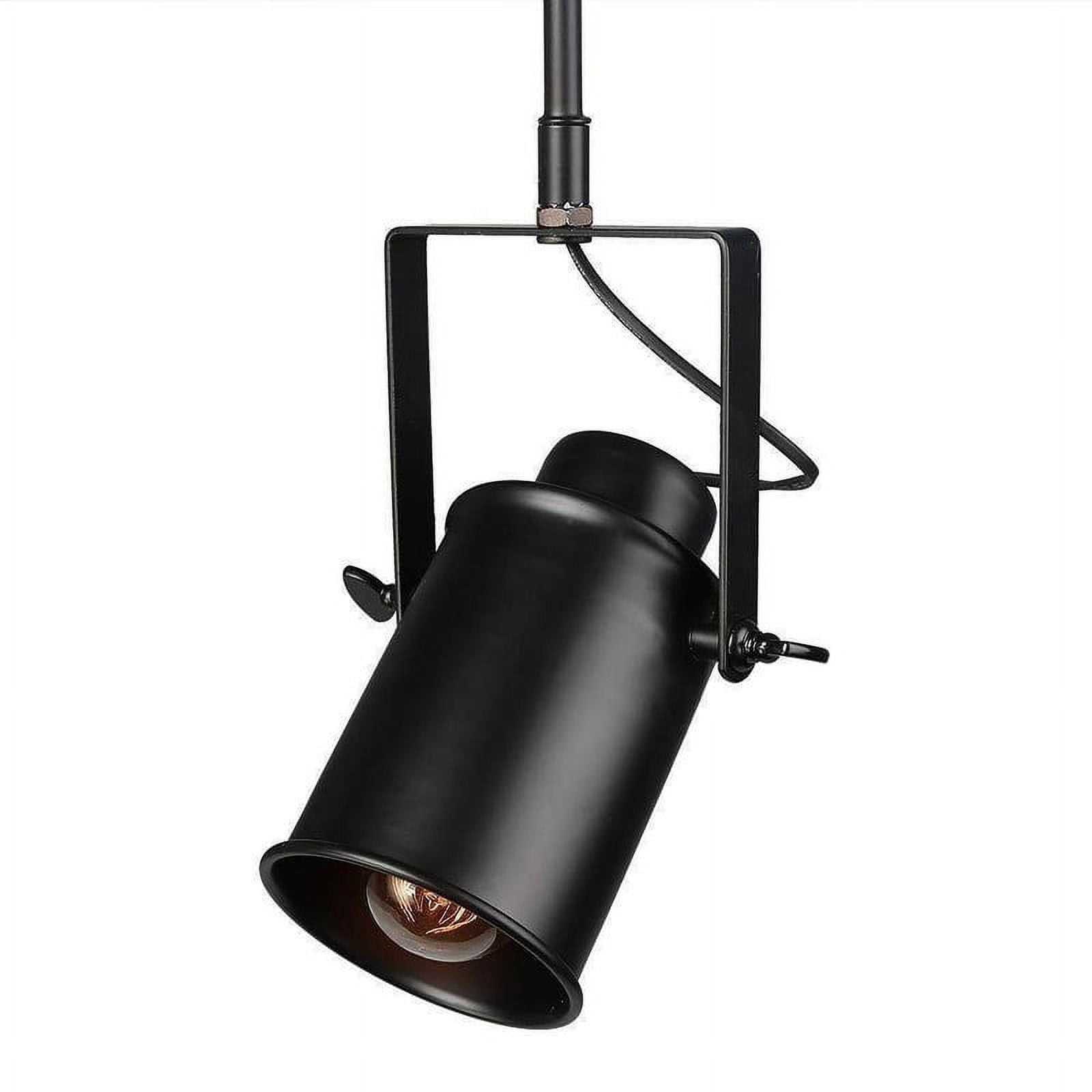 LNC 3-Light Adjustable Track Lighting with Wood Canopy, Matte Black Industrial Ceiling Fixture