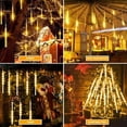 thumbnail image 3 of ZOELNIC LED Falling Rain Lights with 30cm 8 Tube 192 LEDs, Meteor Shower Light, Falling Rain Drop Lights, Icicle String Lights for Holiday Party Wedding Christmas Tree Decoration (Warm White,2Pack), 3 of 10