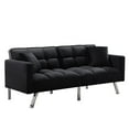 thumbnail image 6 of Couch and Sofa, Twin Fabric Sofa Sleeper Bed with Armrest, Convertible Futon Couches and Sofas with Two Pillows, Small Spaces Recliner Couch Living Room Furniture Loveseat Sofa, Black, LL176, 6 of 10