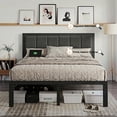 thumbnail image 6 of Bexfil Queen Size Upholstered Bed Frame with Metal Slat Support, Metal Platform Bed Frame Charging Station Mattress Foundation, Gray, 6 of 7