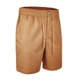thumbnail image 2 of ZRGHAOYLQ Mens Cotton Linen Casual Shorts Breathable Straight Leg Beach Shorts Drawstring Elastic Waist Shorts with Pockets, 2 of 7