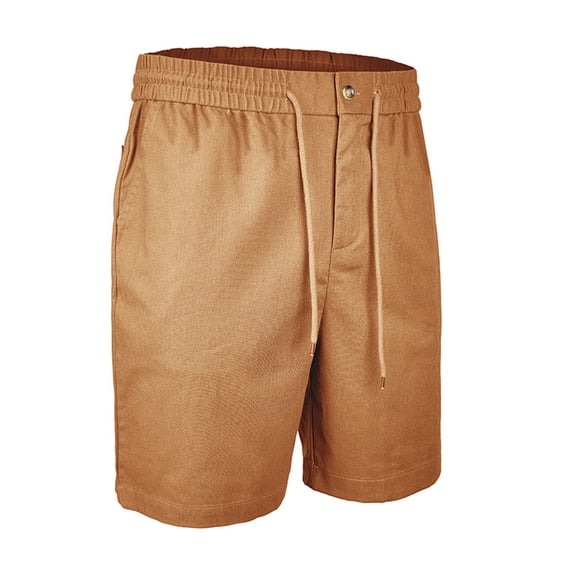 Shorts for Men Casual Drawstring Elastic Waist Solid Color Pockets Sweat Shorts Breathable Cotton Shorts Lightweight Summer Beach Daily Wear