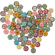 100 Pcs Patch Round Glass Cabochons Tile Kaleidoscope Tiles Jewelry Accessories DIY Gems
