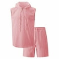 thumbnail image 4 of Men's V-Neck Hoodies Shorts Set 2 Piece Outfits Short Sleeve Sweatsuit Summer Workout Beach Tracksuits, 4 of 8