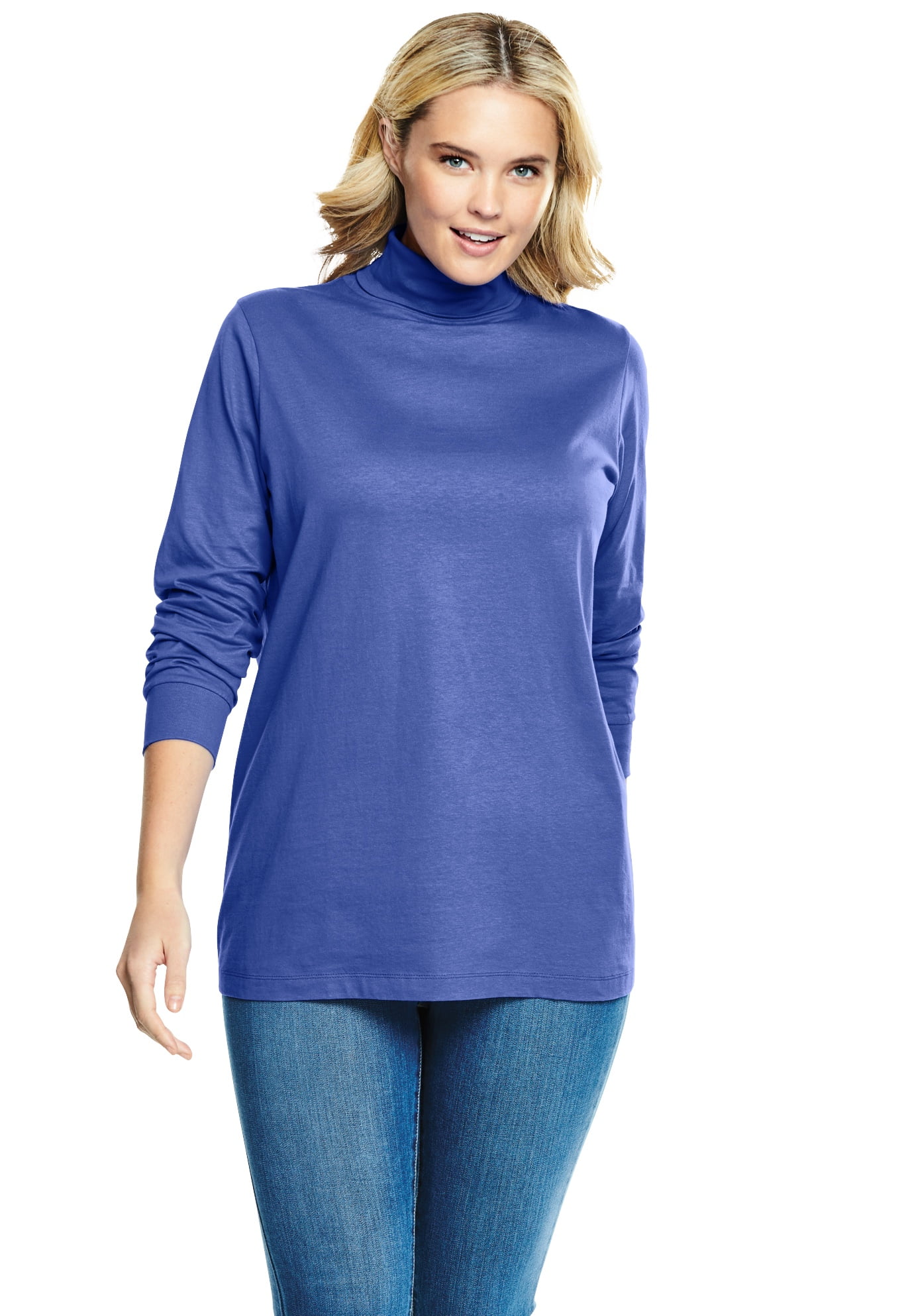 Woman Within Plus Size Perfect Long Sleeve Turtleneck - Walmart.com
