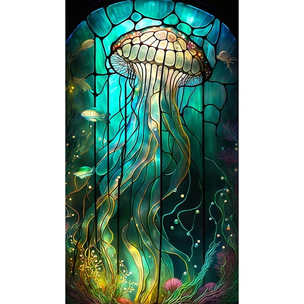Kit de pintura de Diamante 5D Cgtredaw Bricolaje Vidrieras Medusas