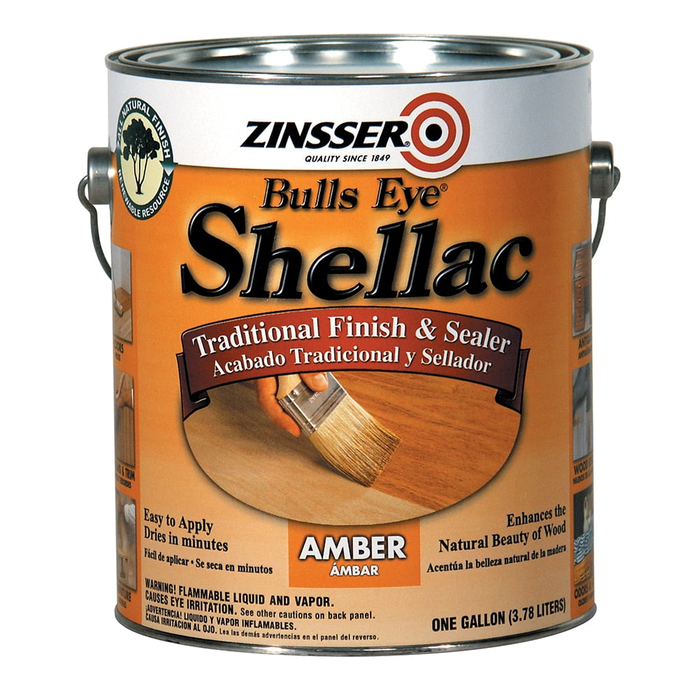Amber, Zinsser Flat Bulls Eye Shellac Traditional Finish & Sealer- Gallon, 1 Pack