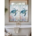 thumbnail image 7 of Tier Curtains 45 Inches Long, Teal Sea Turtle Coastal Window Treatment Curtain Drapes, Summer Beach Ocean Coral Small Curtain Drapes for Bathroom Laundry Room, 27.5"x45", 2 Panels, 7 of 7