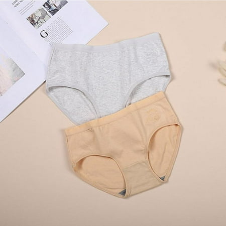 

2pcs Women Panties Female Briefs Cotton Underpanties Lady Middle Waist Briefs Comfortable Elastic Underwear Moisture Absorption Briefs