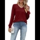 thumbnail image 3 of Blusas Elegantes e Informales para Mujer, con Cuello en V y Lunares, de Larga Vino Tinto XL, 3 of 9