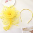thumbnail image 4 of Jumpingount Tocado de diadema de plumas de flores con clip de plumas de malla de flores, ligero y fácil de llevar mezclado Accesorio para el cabello amarillo, 4 of 6