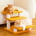 thumbnail image 2 of MWPO 15''H Multi-Step Pet Stairs for High Beds & Sofas, 3-Step Cat Stairs with 2 Toy Balls, Yellow, 2 of 8