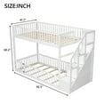 thumbnail image 2 of Harper & Bright Designs Twin Over Twin Floor Bunk Bed with Storage Stairs, Twin Size Wooden Bunk Bed Frame with Guardrail, White, 2 of 13