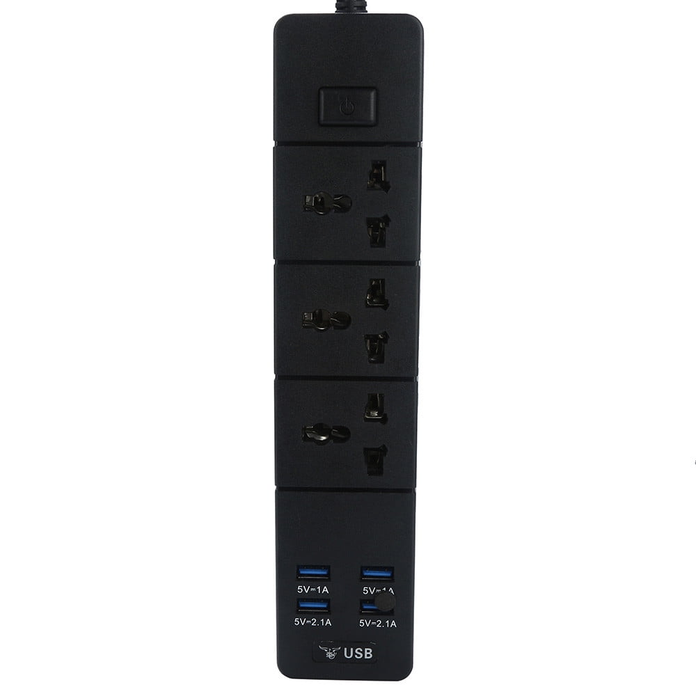 US 3 Plug Power Extension 2m Cable with 4 USB Socket / Surge Protection