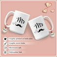 thumbnail image 5 of GIFAMI Mr and Mrs Couples Gifts, Funny Idea Gift for Newlyweds Him Her Bridal Shower New Engaged Married Set 2 Coffee Mug (Mr Right and Mrs Always Right, 11oz. Light Green Accent Couple Mug), 5 of 6
