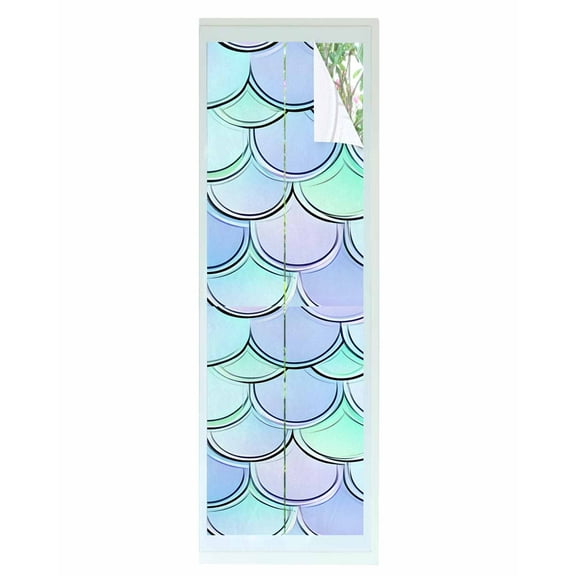 Window Privacy Film Abstract Art Coastal Stained Glass Window Film Decorative Sun Block Window Cover Nautical Sea Summer Beach Ocean Window Clings Static Adhesive Sticker for Bathroom 17.7"x78.7"