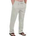 thumbnail image 1 of Innerwin Pants Elastic Waist Men Trousers Beach Drawstring Lightweight Long Pant Light Gray 4XL, 1 of 2