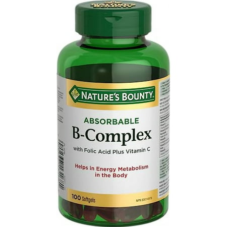 Nature's Bounty B Complex w/Folic Acid plus Vitamin C, Helps Metabolize ...