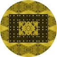 thumbnail image 1 of Ahgly Company Tapis d'Intérieur Rond Lavable en Machine Jaune Transitionnel, 7 Pieds Rond, 1 of 7