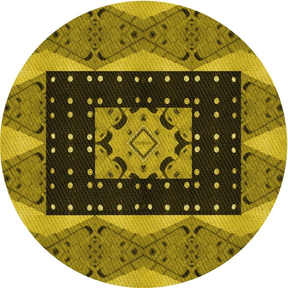 Ahgly Company Indoor Round Patterned Bee Yellow Area Rugs, 6' Round