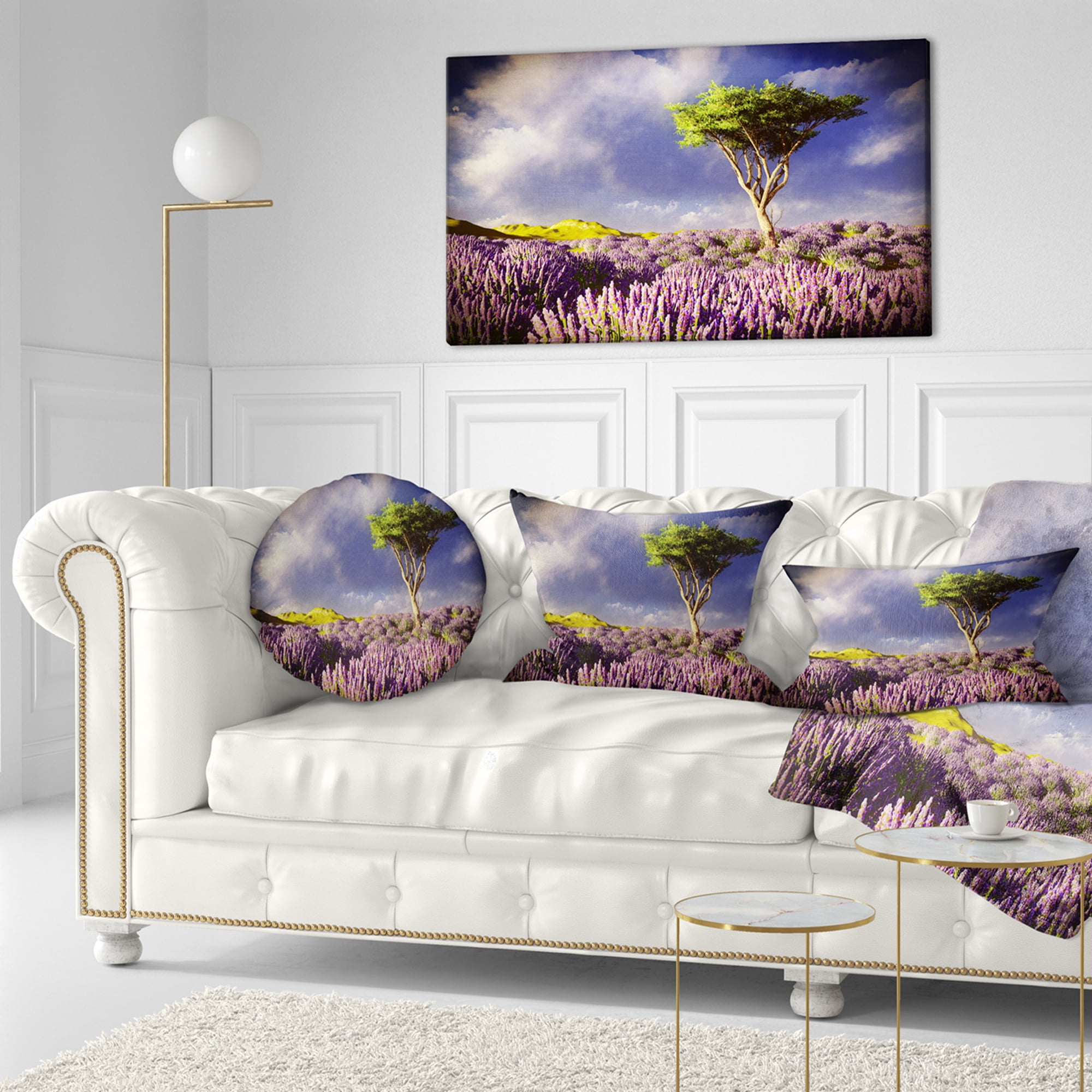 Designart 12" x 20" Purple Polyester Throw Pillow