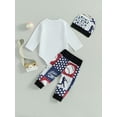 thumbnail image 4 of Bagilaanoe 3pcs Newborn Baby Girl Boy Long Pants Set Letter Print Long Sleeve Romper Tops + Leggings + Hat 3M 6M 12M 18M Infant Fall Casual Clothes, 4 of 8