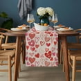 thumbnail image 2 of Valentine's Day Table Runner - 70 Inch Long, Kitchen Dining Table Runner Dresser Scarves, Watercolor Love Heart Romantic Me You Beige Farmhouse Decor for Coffee Tables Wedding Party Banquet, 2 of 8