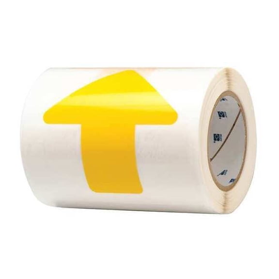Brady Floor Tape,Yellow,2 inx5 in,Arrow,PK52 104529