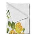 thumbnail image 2 of Yellow Soft Flannel Fleece Throw Blanket, Floral Arrangement with Roses and Leaves with Swirled Frame Design, Cozy Plush for Indoor and Outdoor Use, 70" x 90", Fern Green Marigold, by Ambesonne, 2 of 5