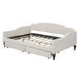 thumbnail image 6 of Rhomtree Teens Adults Wood Storage Full Size Elegant Design Upholstered Tufted Daybed Beige, 6 of 9
