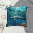 thumbnail image 2 of Creowell Throw Pillow Cover Beautiful Underwater Dolphins Coral Fish Home Decor Pillowcase for Sofa  White, 2 of 5