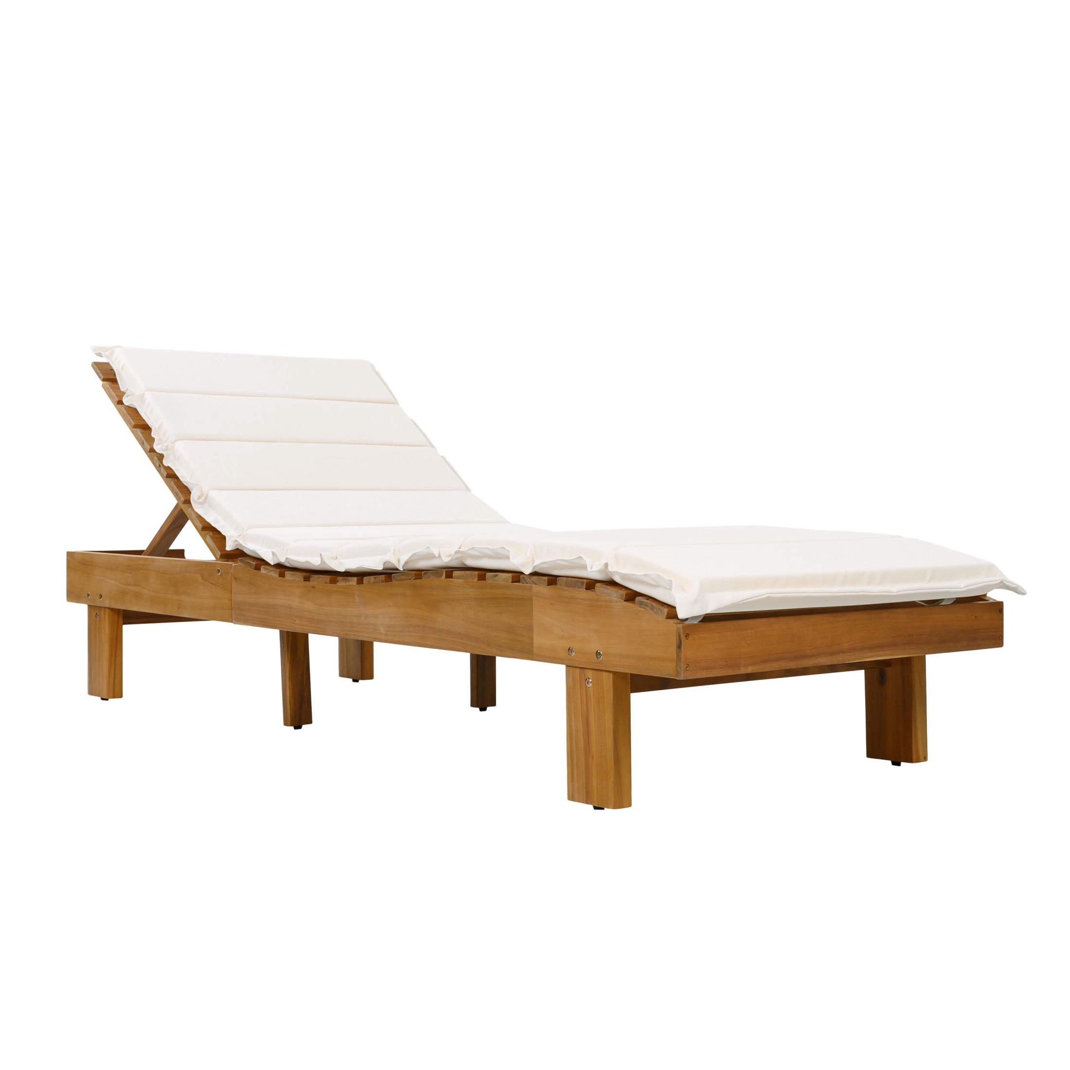 Christopher Knight Home Outdoor Chaise Lounge with Multi-Fold Cushion, Adjustable Backrest, Teak + Beige