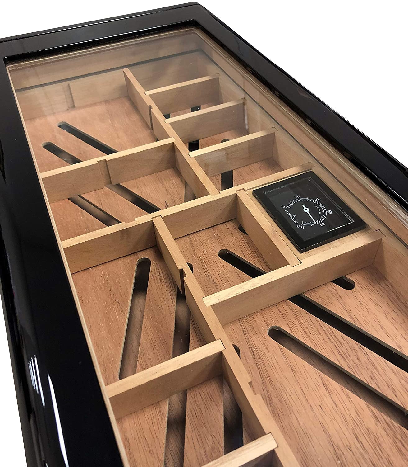 Prestige Import Group - Baldwin Contemporary High Lacquer Cigar Humidor - Color: Jet Black - Capacity: Up to 150