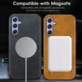 thumbnail image 6 of Allytechgroup Galaxy A54 5G Case, Magsafe Compatible Shockproof Vintage PU Leather Mangetic Back Cover Anti-Scratch Phone Case for Samsung Galaxy A54 5G, Brown, 6 of 10
